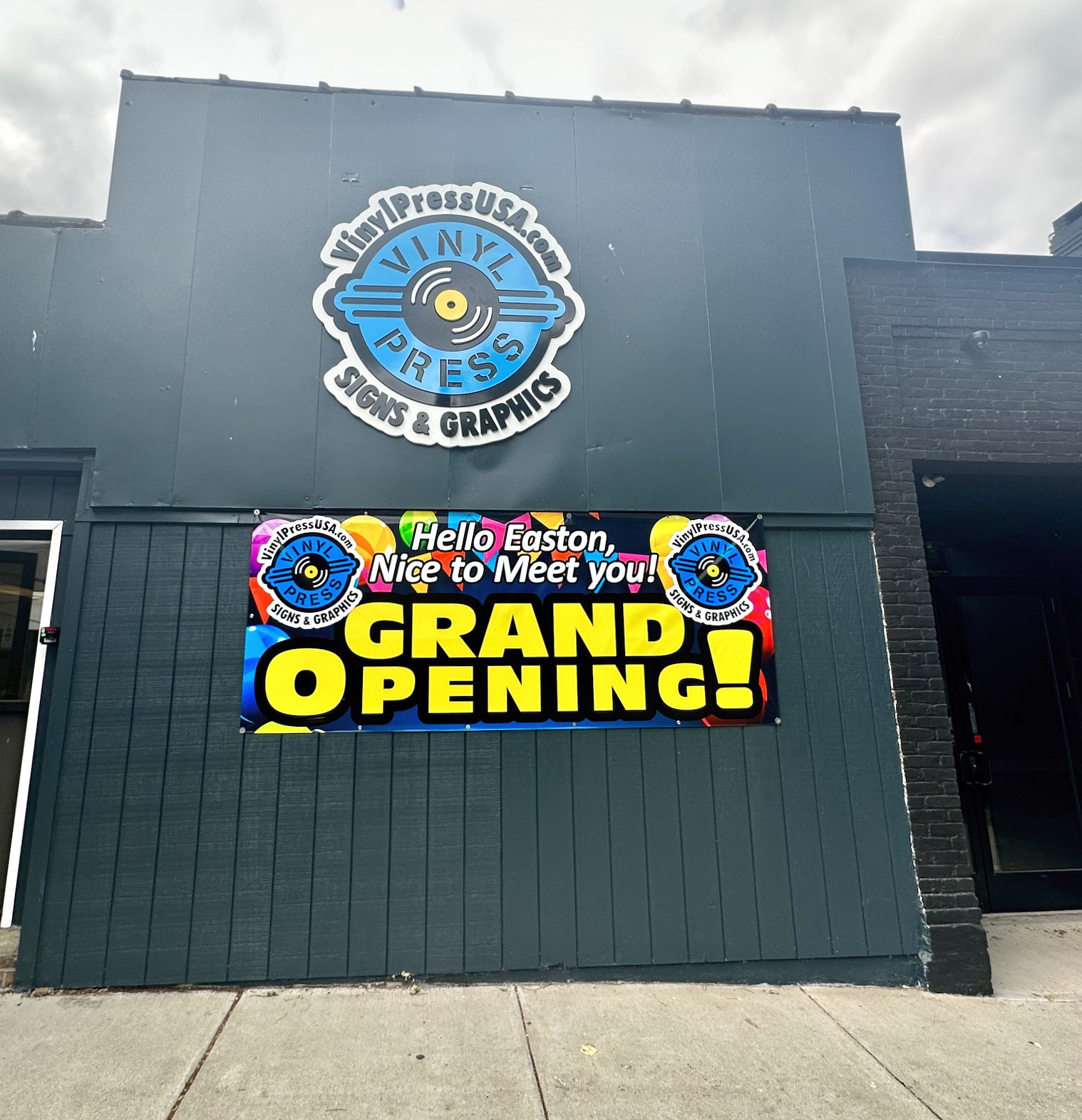 Vinyl Press USA storefront sign at 925 Northampton Street in downtown Easton, PA